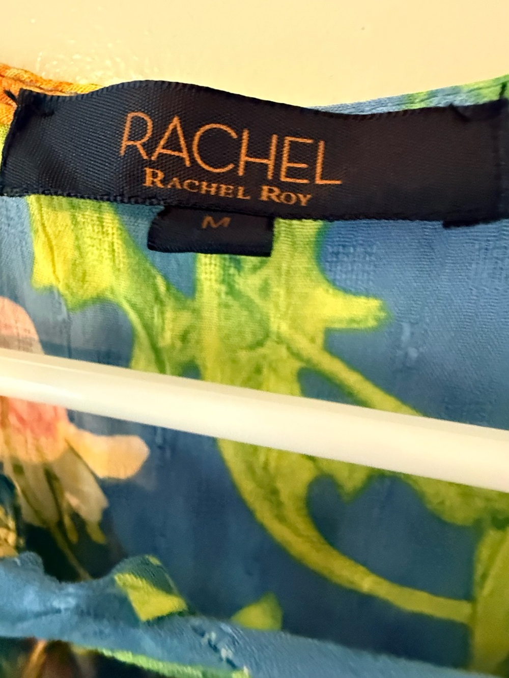 RACHEL Rachel Roy Blue Floral Peasant Blouse with Tie Neck - Picture 4 of 7